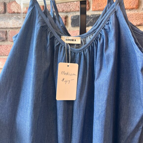 NWT Adora LA Wide Leg Chambray Cami Jumpsuit – Denim Blue – Made in USA - Picture 7 of 7